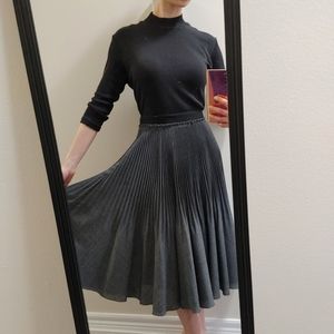 CESARE FABBRI Grey Pleated Midi Circle Skirt